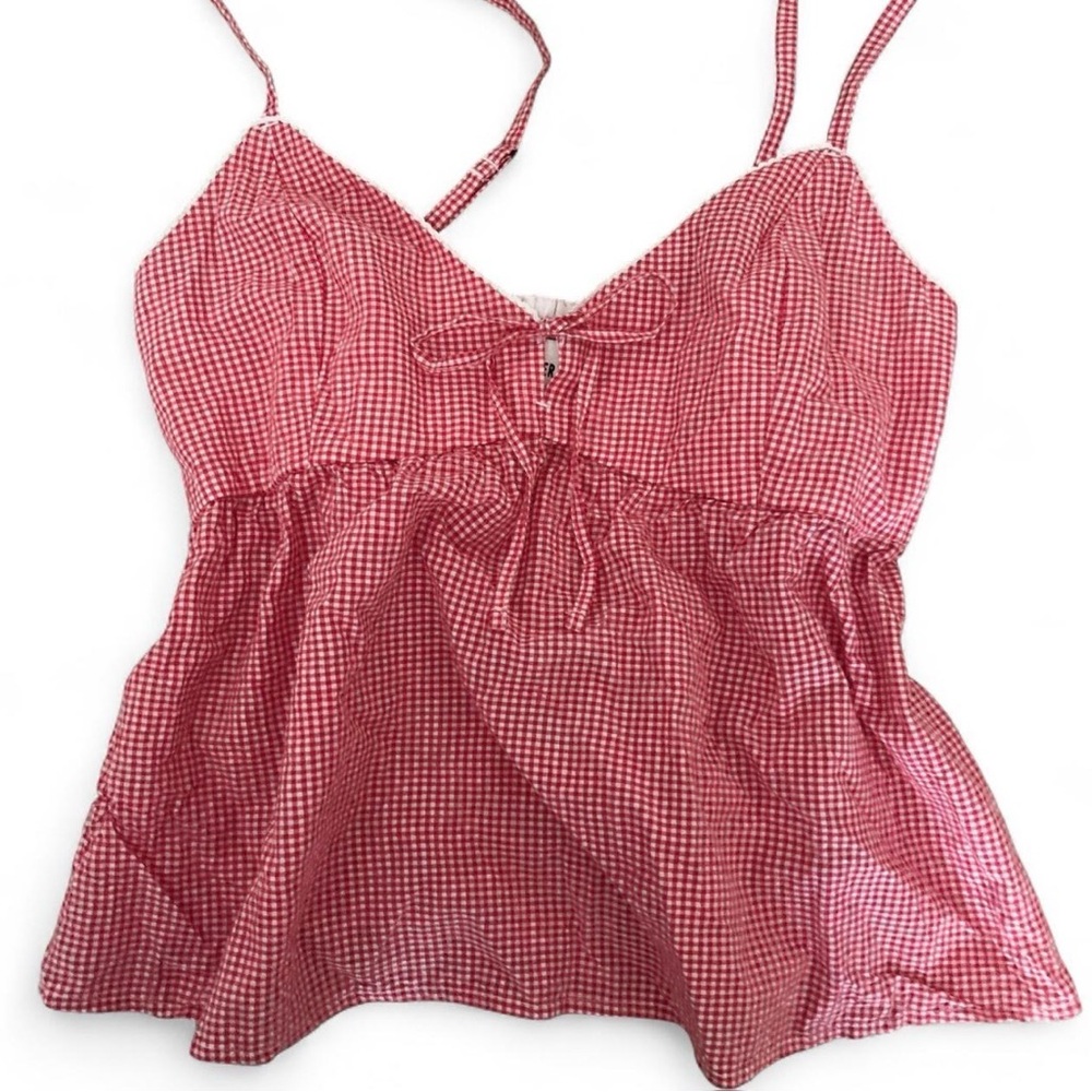 Hollister Red Gingham Babydoll Top